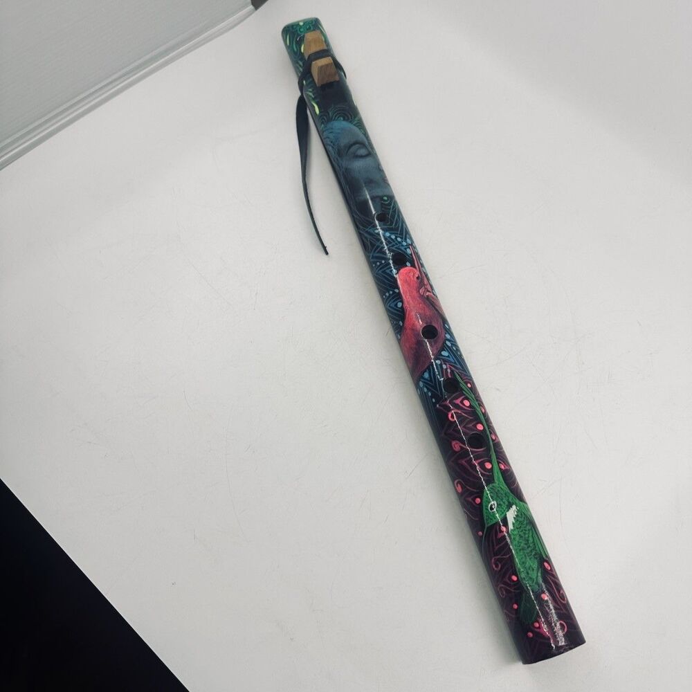 Hand Painted Peruvian Bamboo Flute Andean Wind Instrument